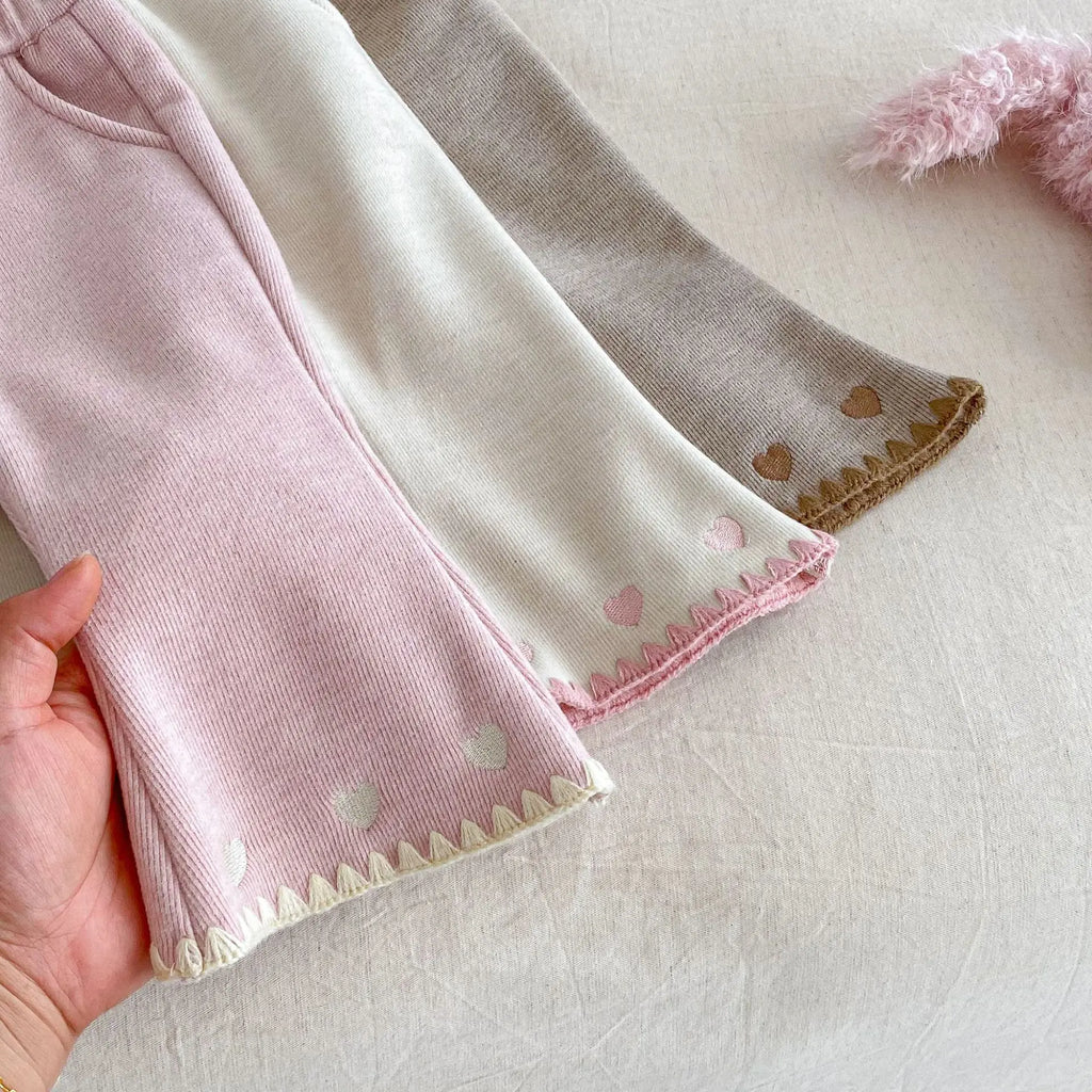 Ribbed Heart-Hem Flares