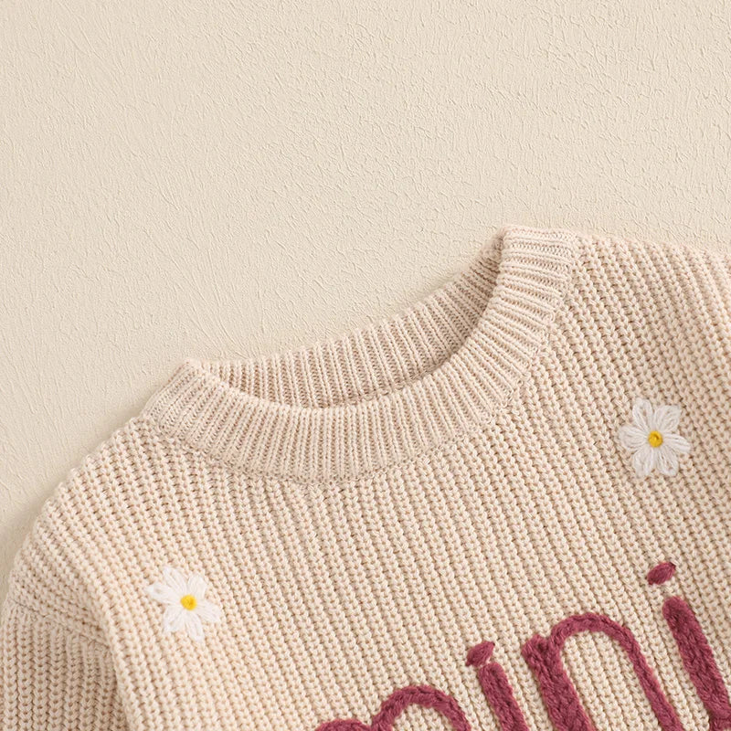 Mini Flower Embroidery Knit Pullover