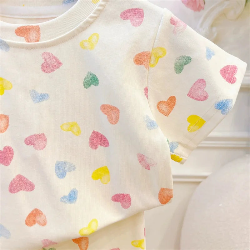 Heart Print Top & Flares Set