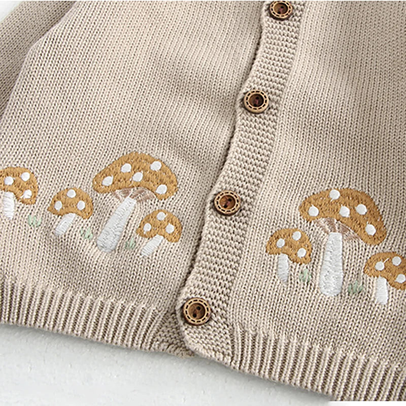 Neutral Toadstool Embroidery Cardigan