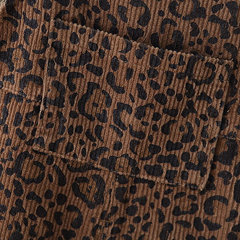 Leopard Print Corduroy Dungarees