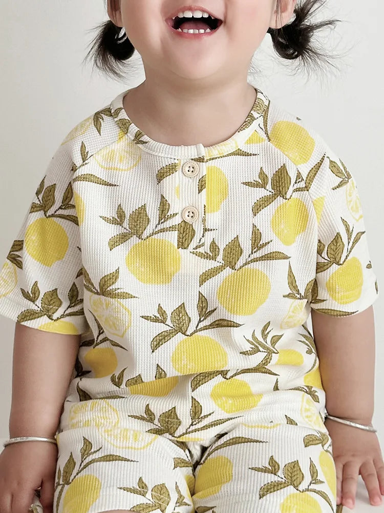 Waffle Knit Flora & Fauna Tee & Shorts Set