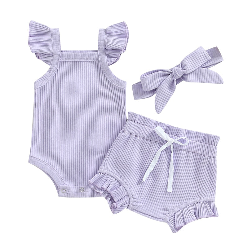 Cotton Candy Ribbed Ruffle Set
