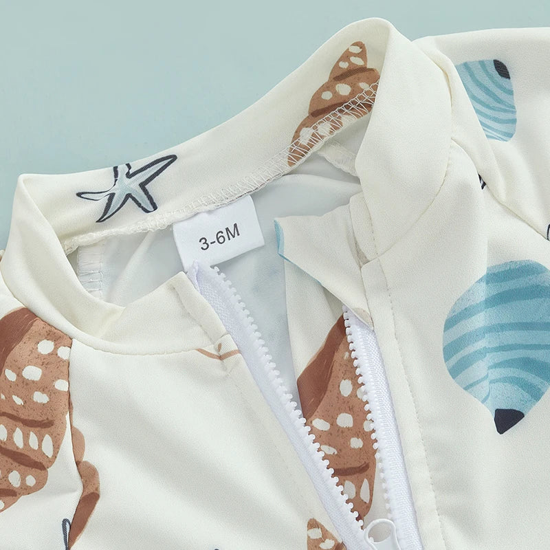 Seashell Print Swimsuit with Hat