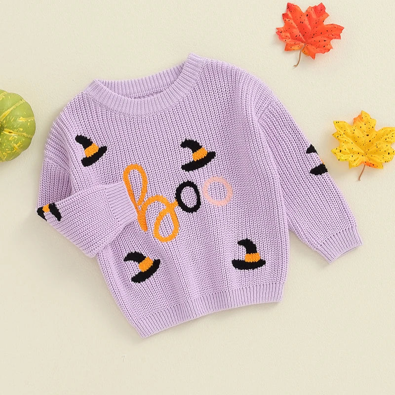 Boo Witches Hat Embroidered Jumper