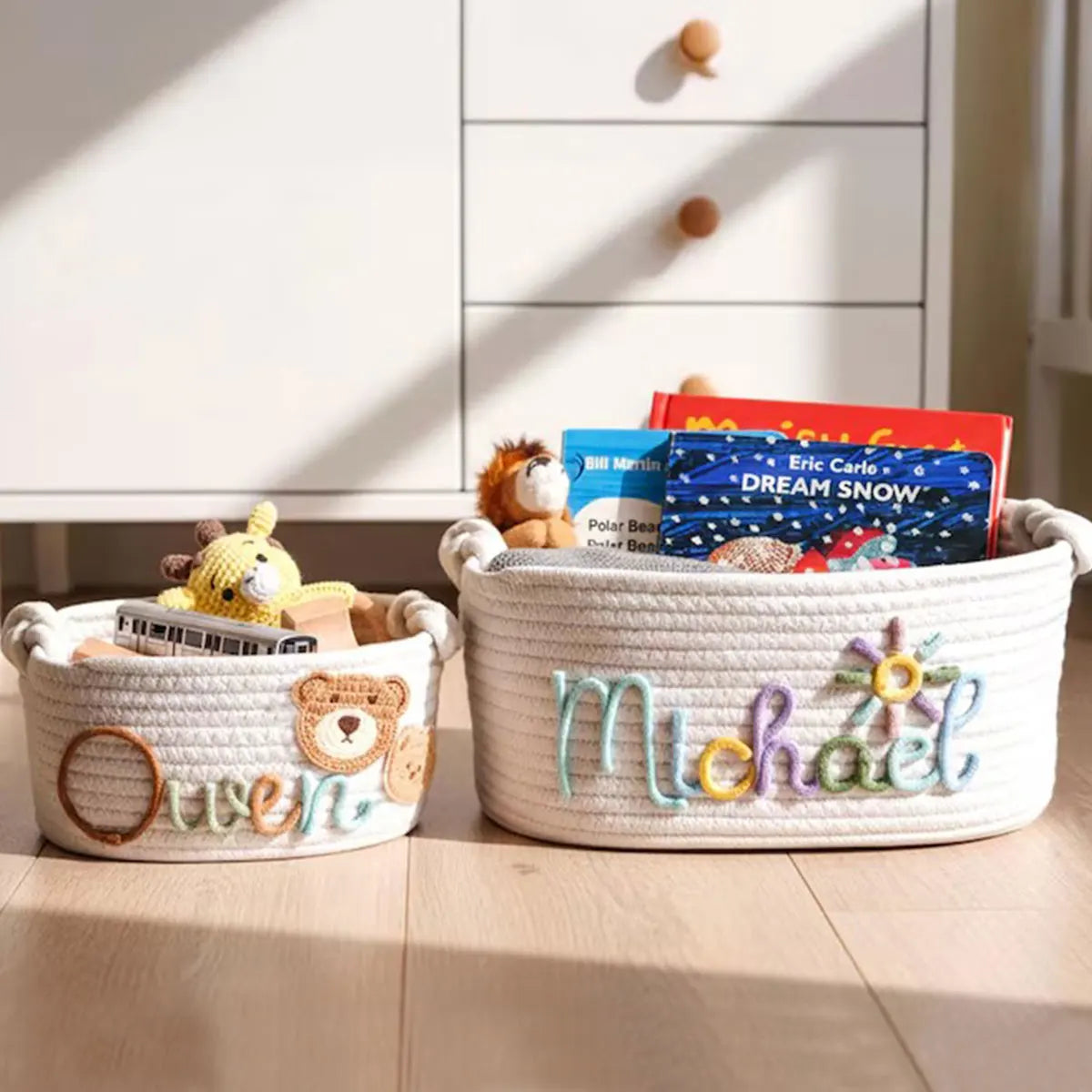 Personalised Name Cotton Rope Storage Basket