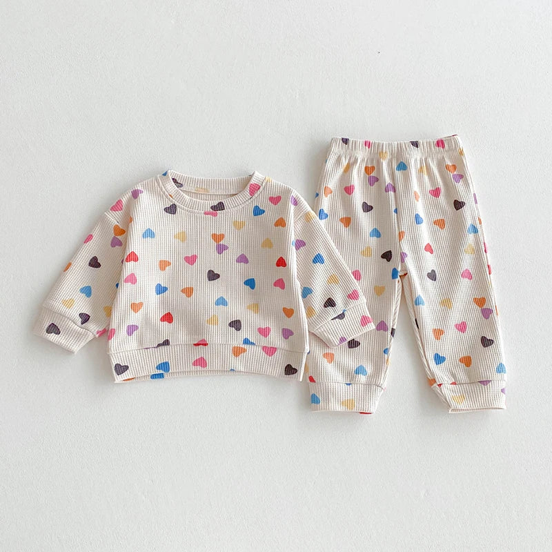 Colourful Hearts Waffle Knit Set