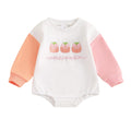 Cutest Pumpkin Bow Embroidery Contrast Romper