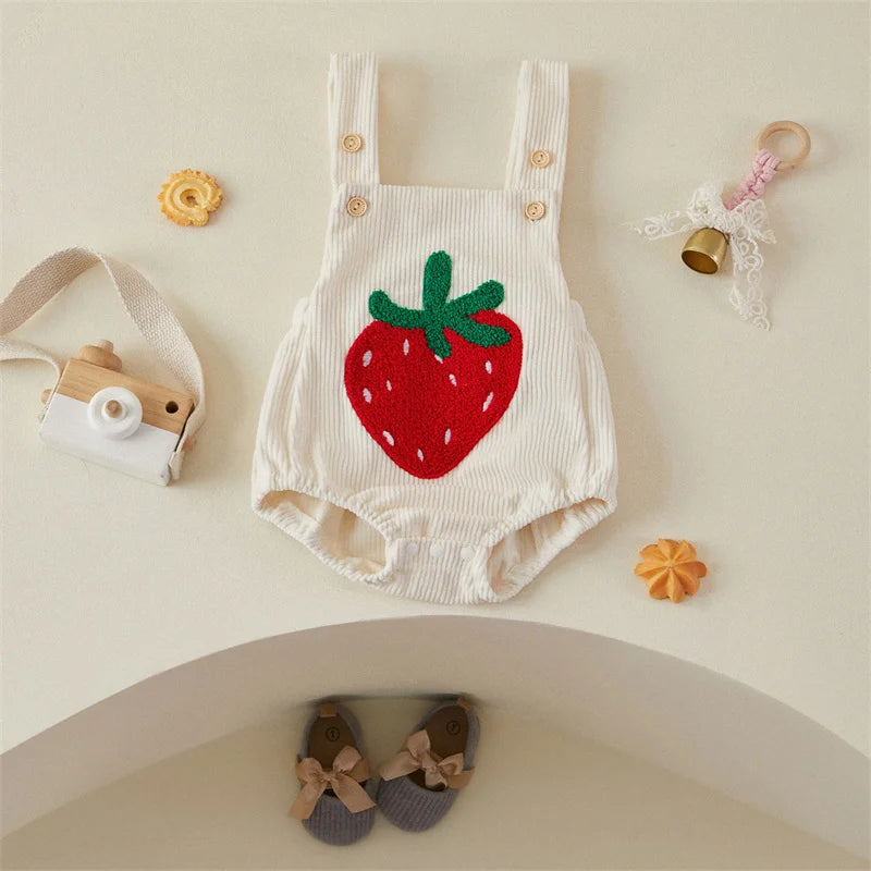 Corduroy Rainbow/Strawberry Romper