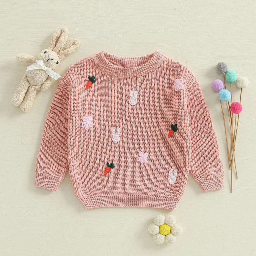 Easter Knit Embroidery Pullover