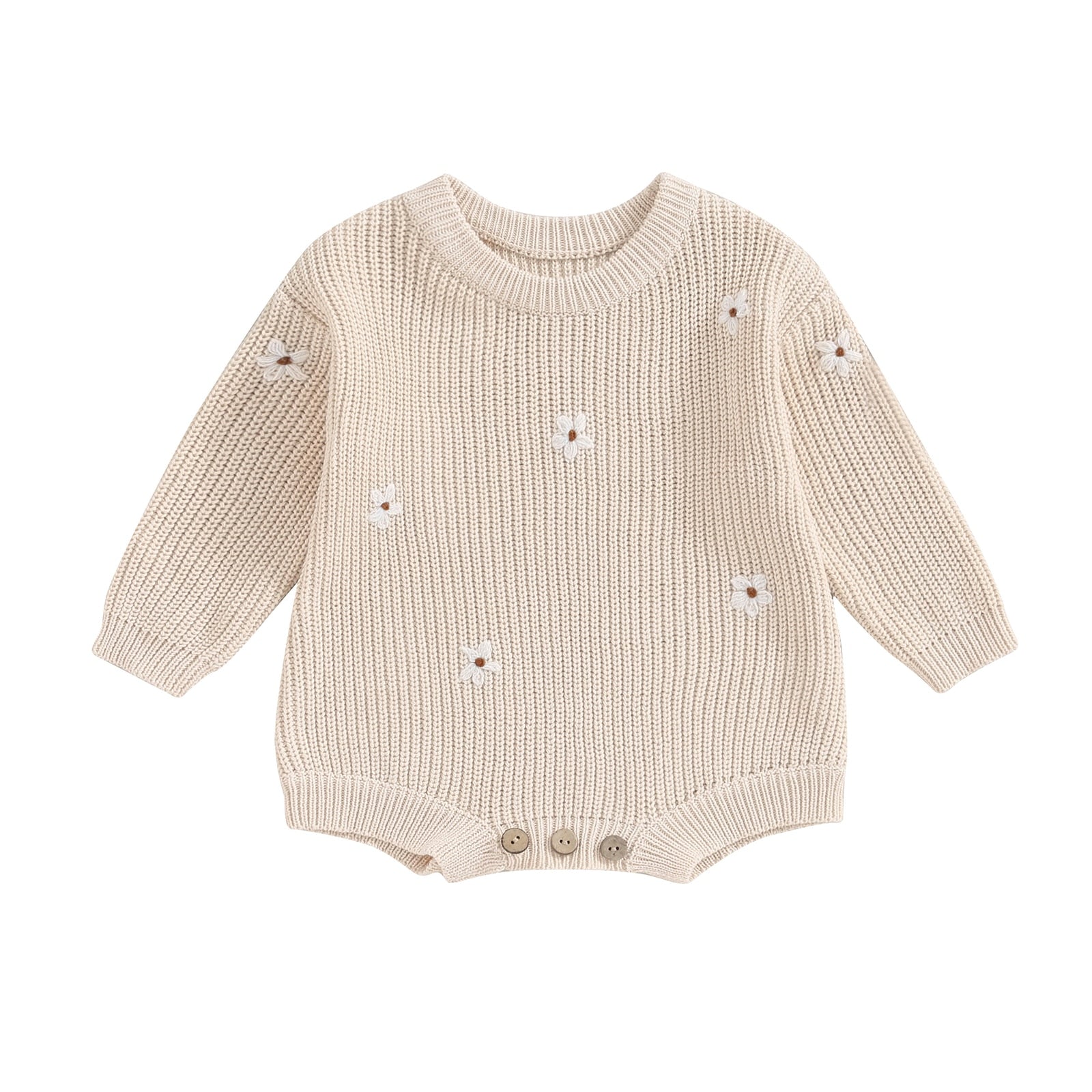 Flower Embroidery Knit Romper
