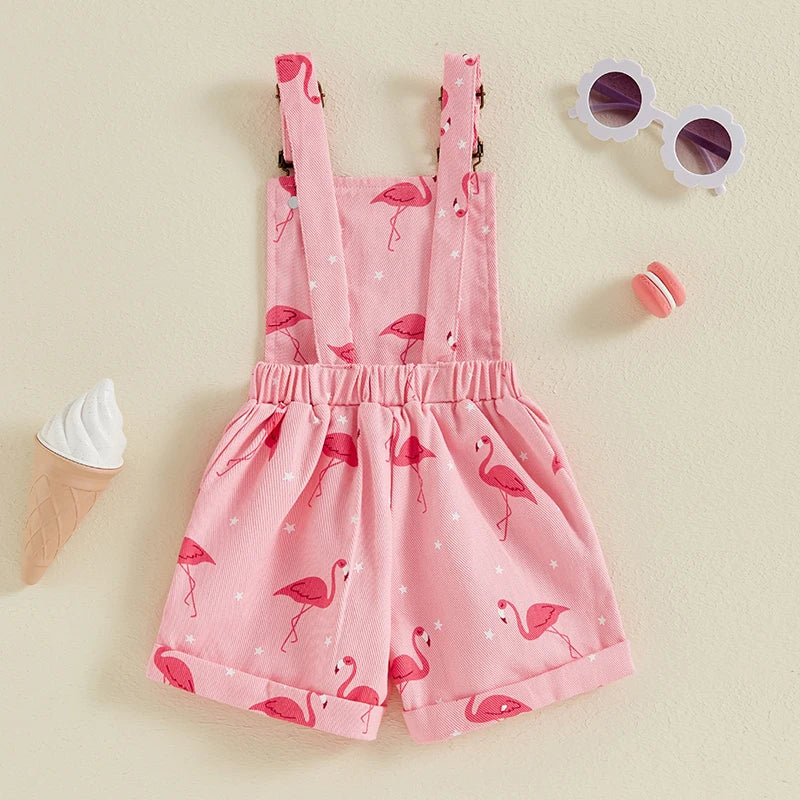 Flamingo Print Dungarees