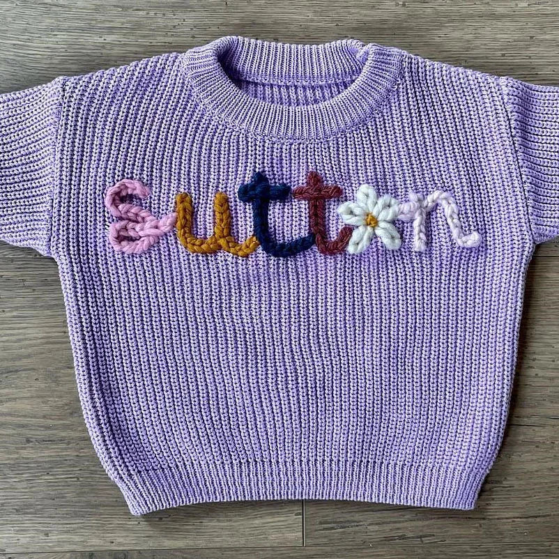 Personalised Yarn Embroidery Knit Pullover