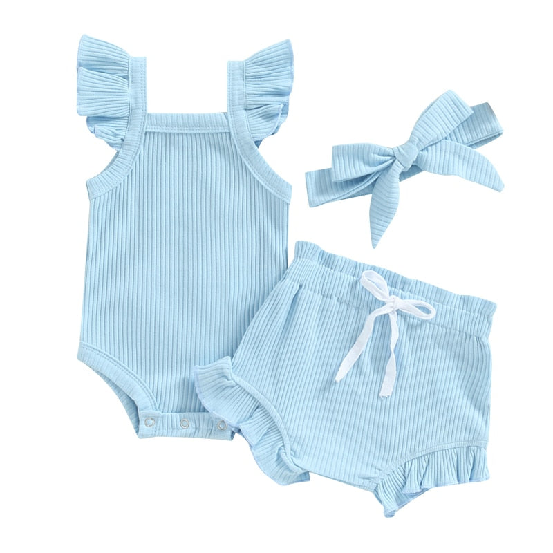 Cotton Candy Ribbed Ruffle Set
