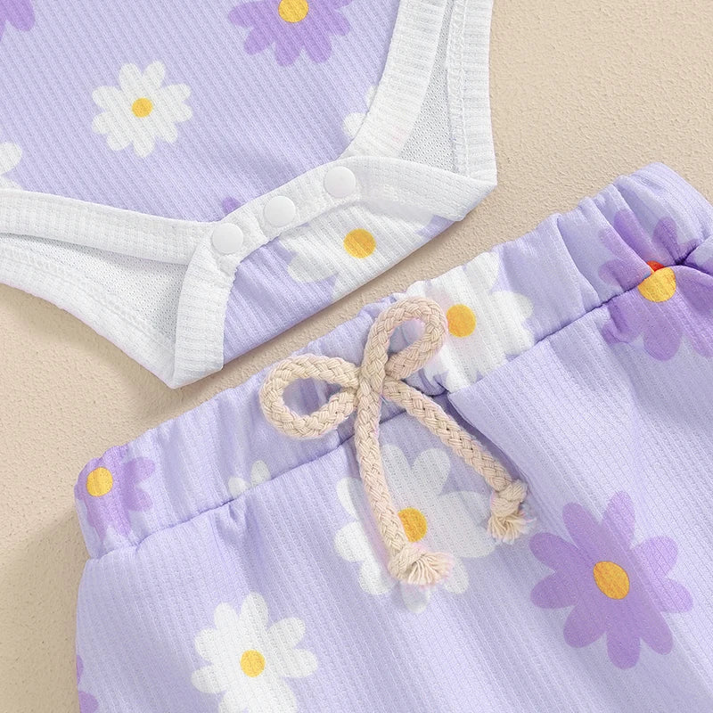 Flower Print Romper, Bloomers & Headband Set