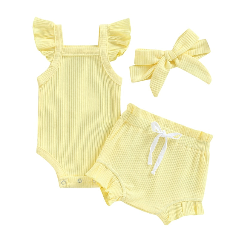 Cotton Candy Ribbed Ruffle Set