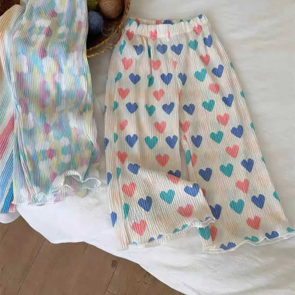 Wide Leg Patterned Trousers