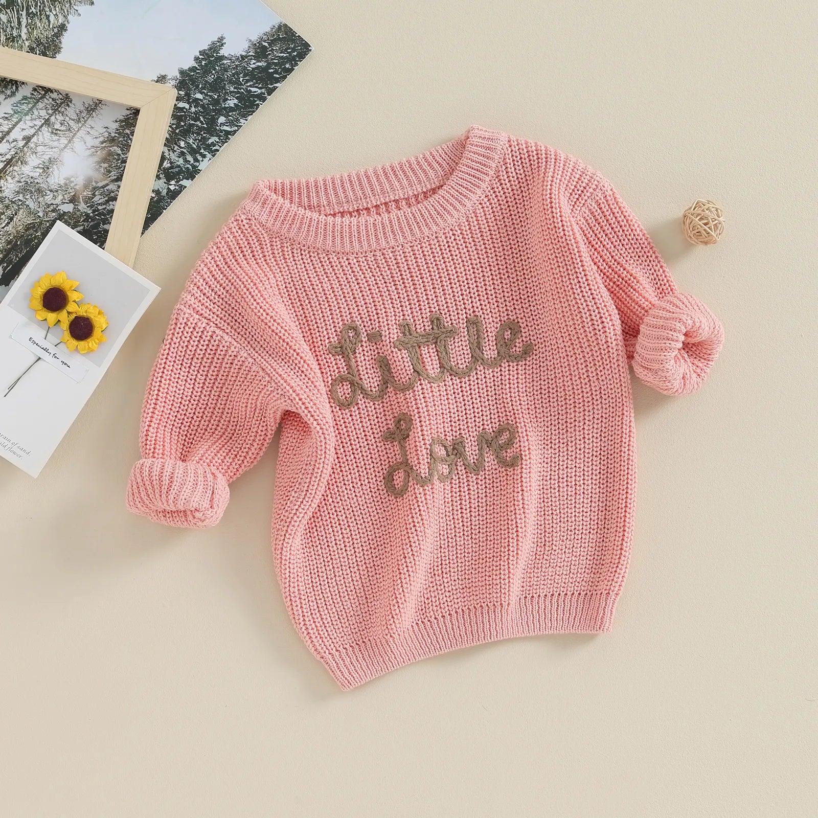 Little Love Knitted Embroidery Pullover
