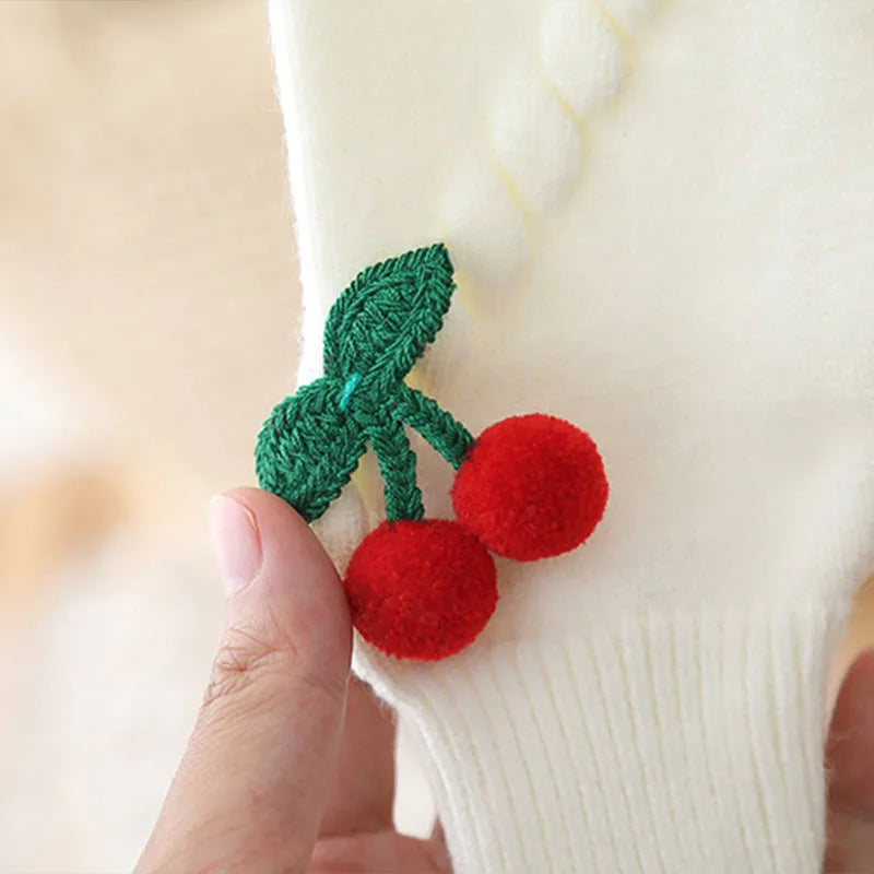 Cherry Embroidered Knitted Cardigan
