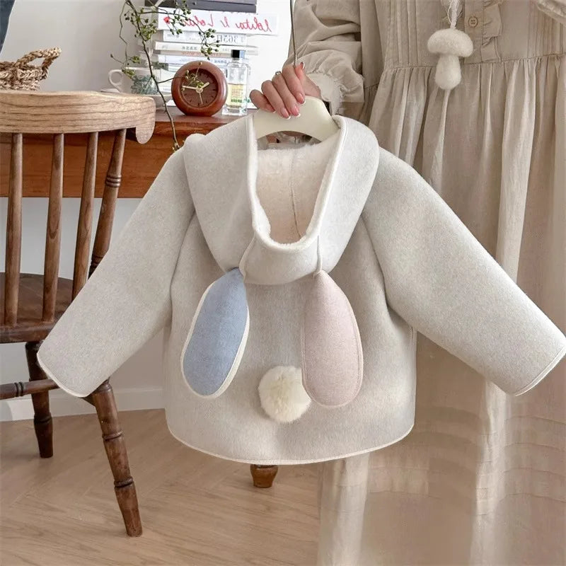 Thick Plush Pastel Bunny Ear Coat