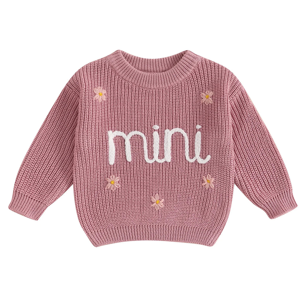 Mini Flower Embroidery Knit Pullover