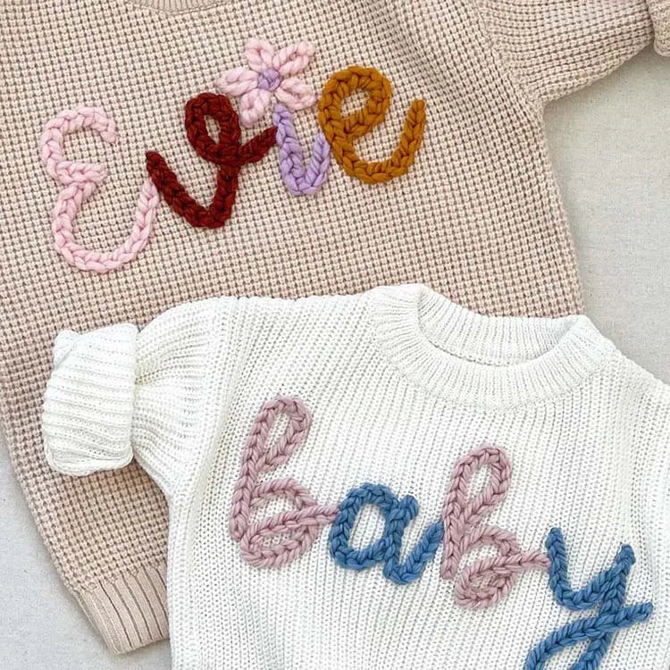 Personalised Yarn Embroidery Knit Pullover