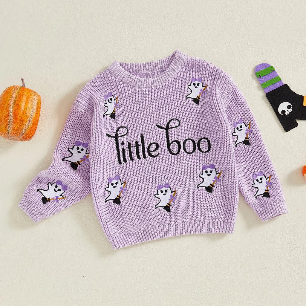Little Boo Mini Ghost Embroidered Pullover