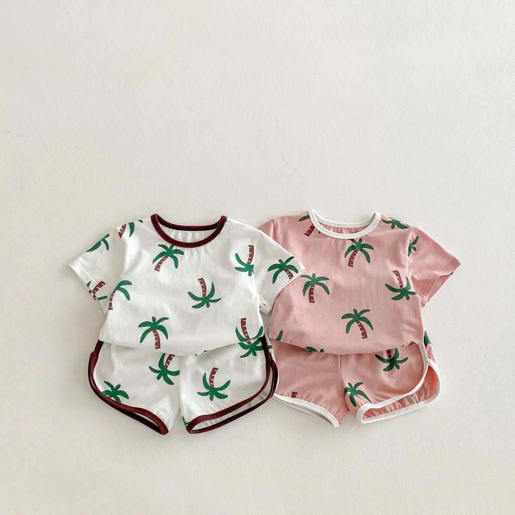 Palm Print Shorts & Tee Set