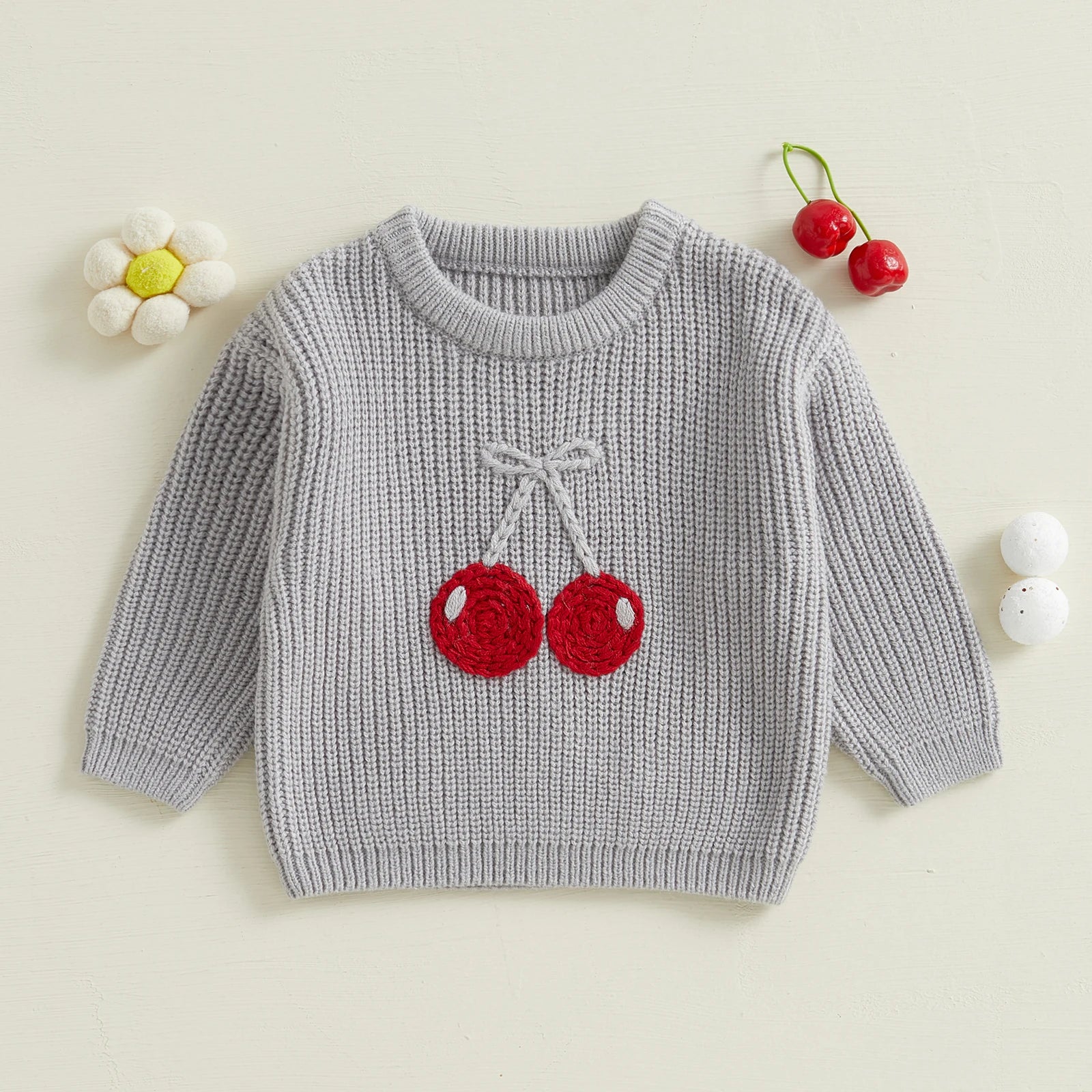 Cherry Embroidery Pullover