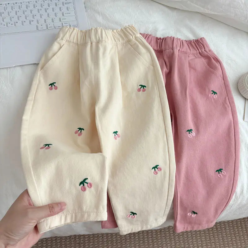 Cherry Embroidery Trousers