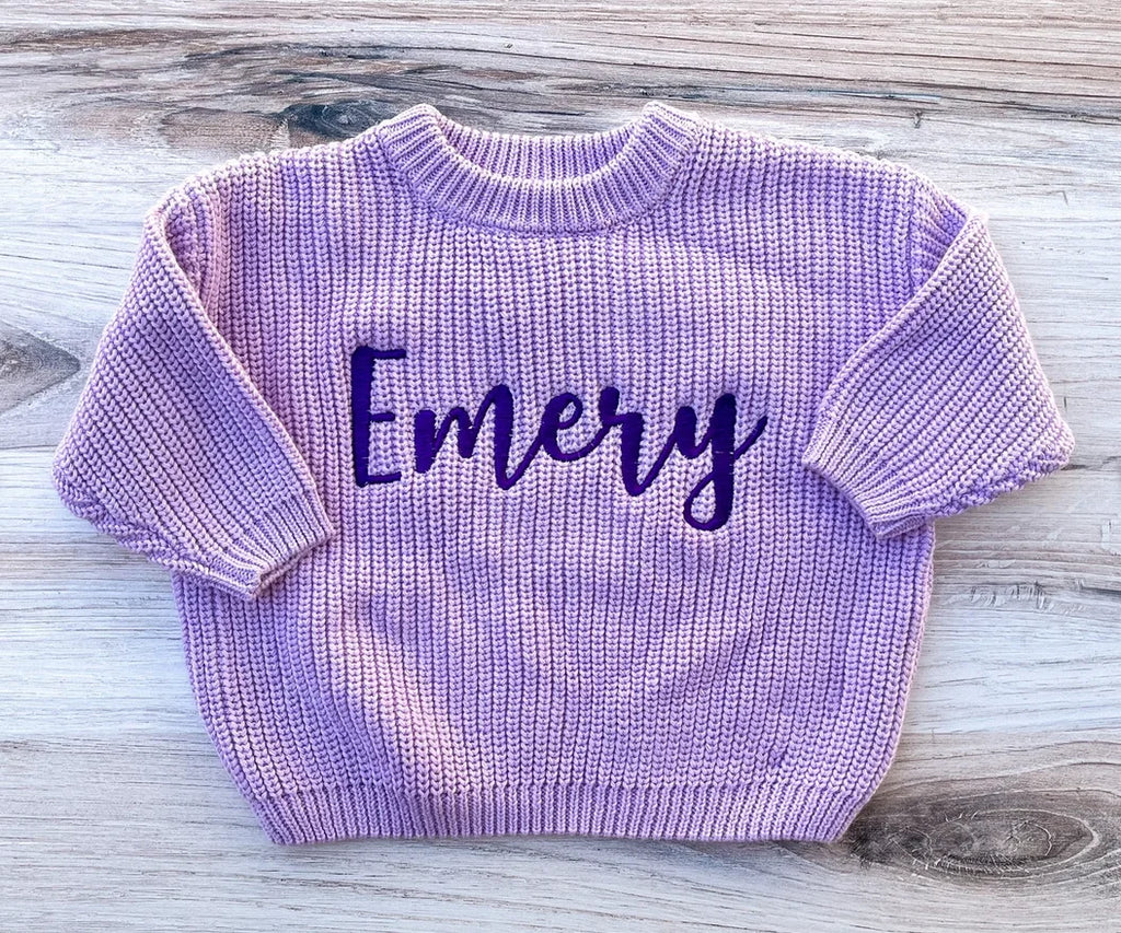 Personalised Embroidered Chunky Knit Pullover