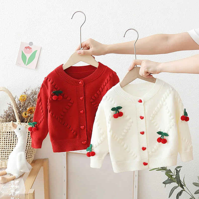 Cherry Embroidered Knitted Cardigan
