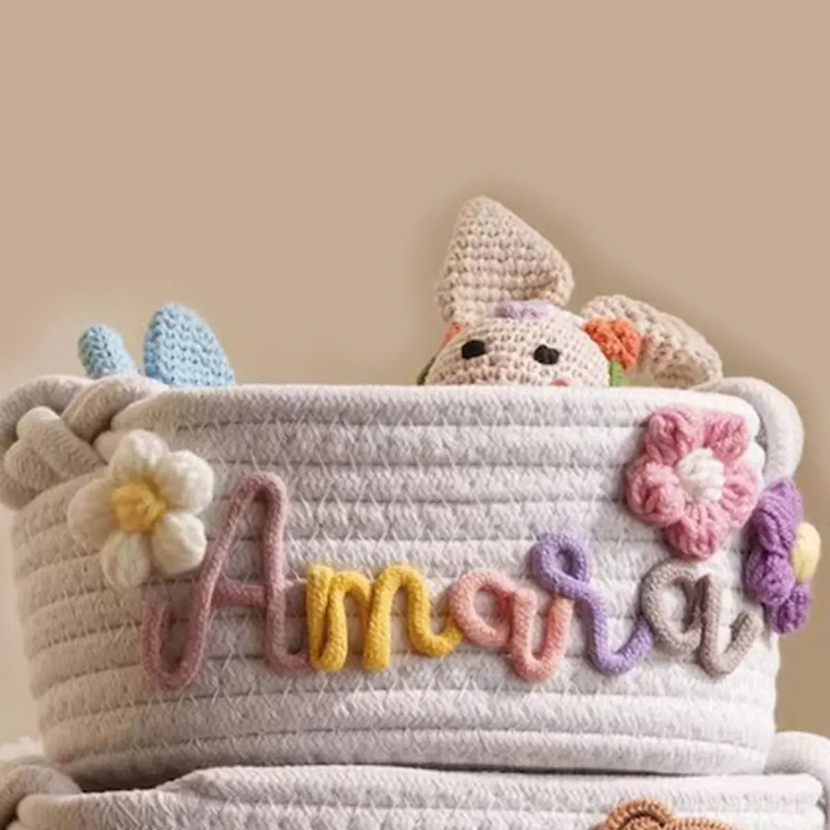 Personalised Name Cotton Rope Storage Basket