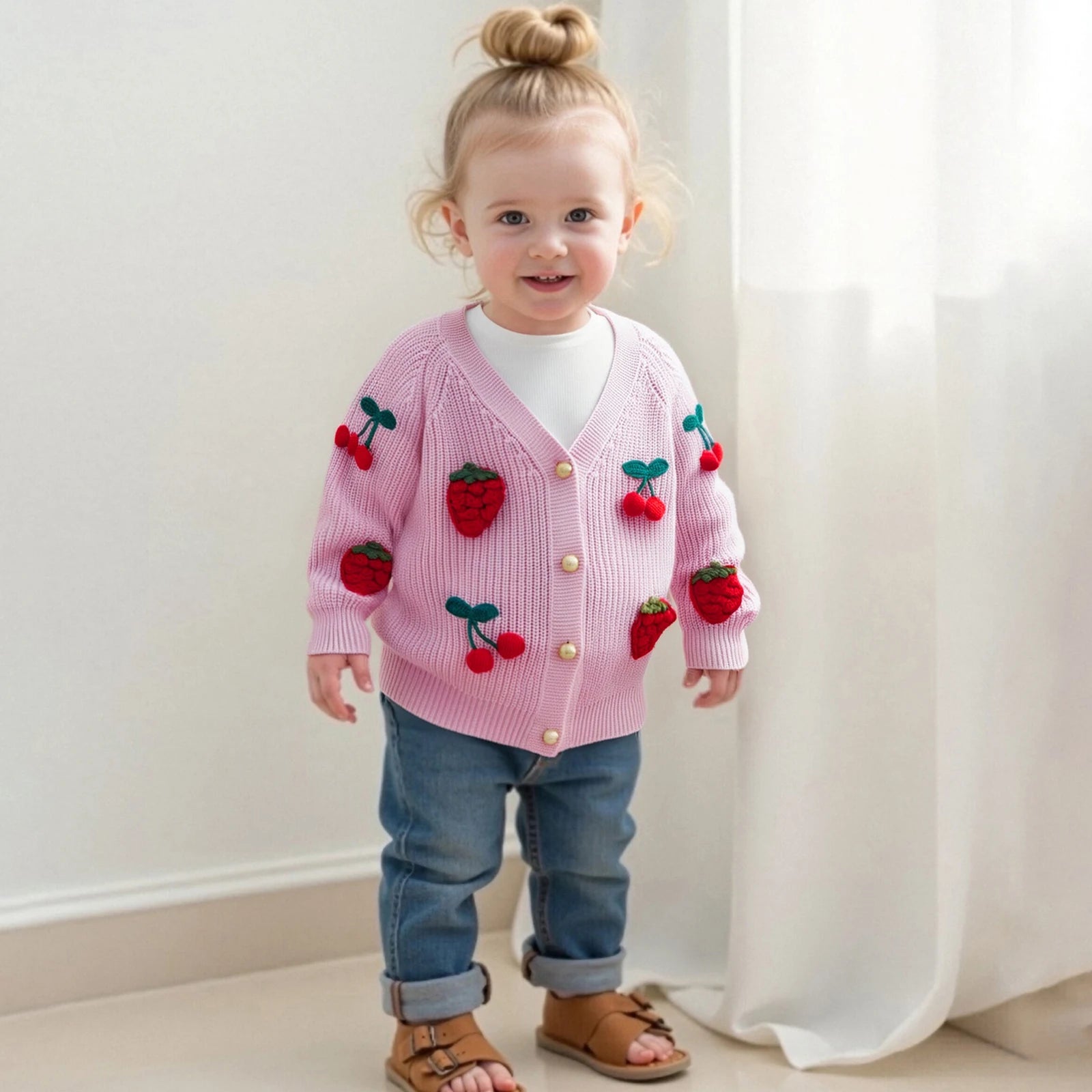 Strawberries & Cherries Embroidery Cardigan