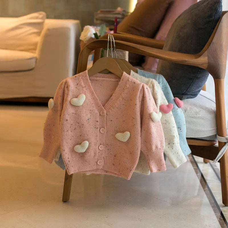 Crochet Knit Love Heart Cardigan
