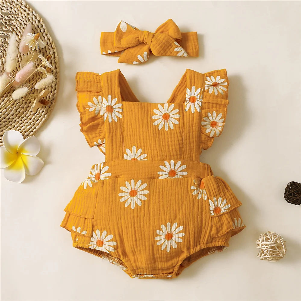 Daisy Ruffle Romper & Headband