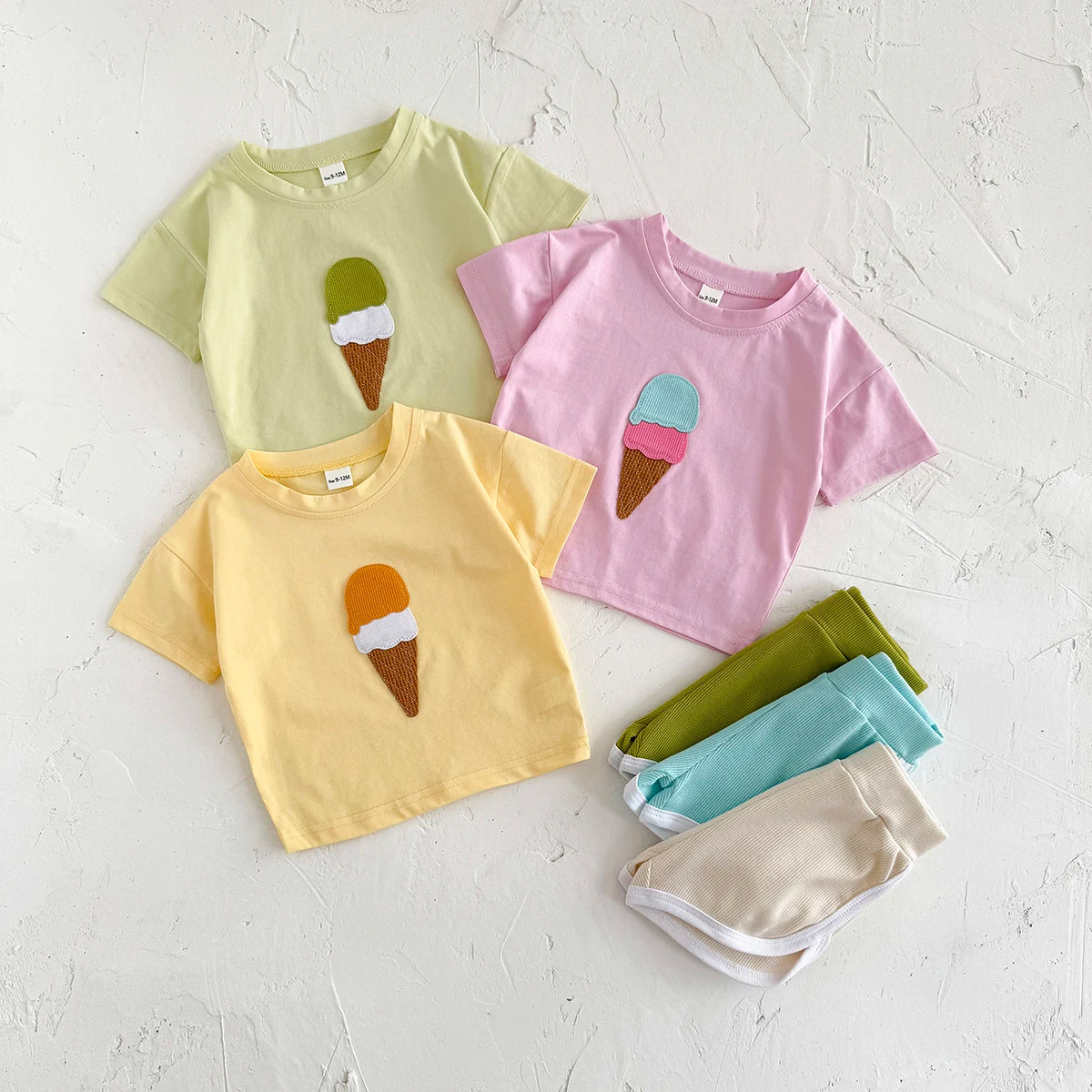 Retro Ice-cream Tee & Shorts Set