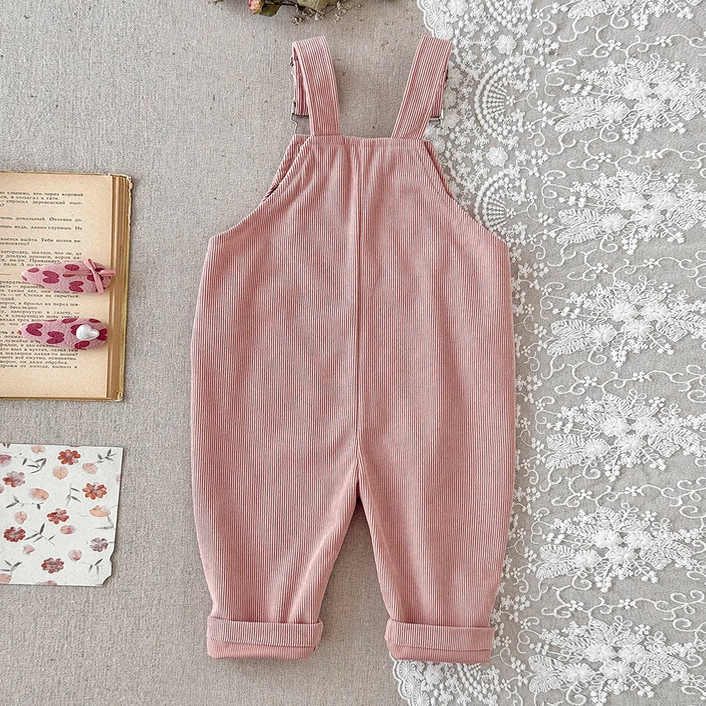 Corduroy Daisy Embroidery Dungarees