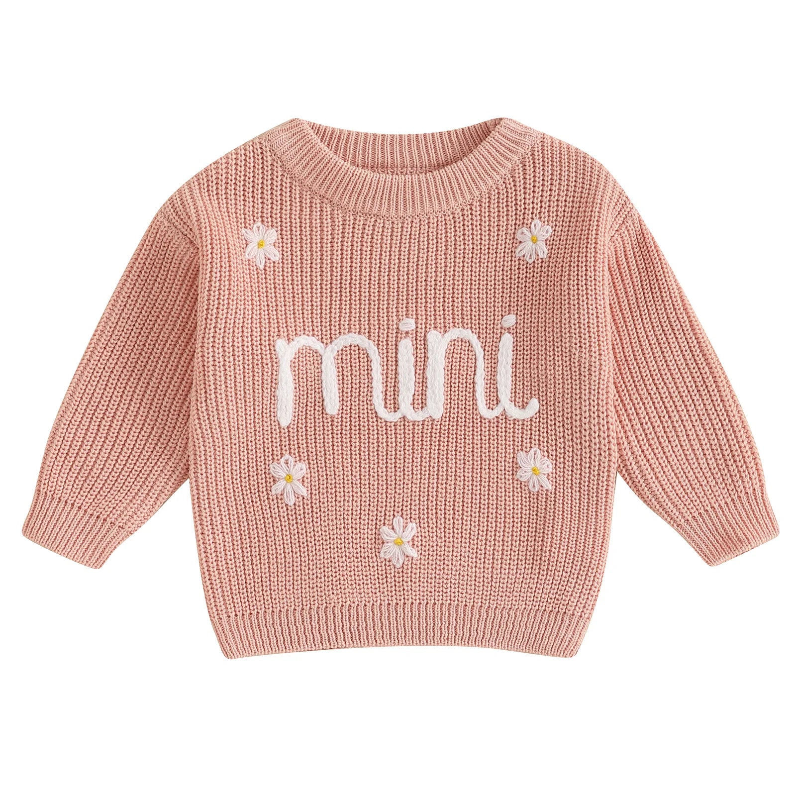 Mini Flower Embroidery Knit Pullover