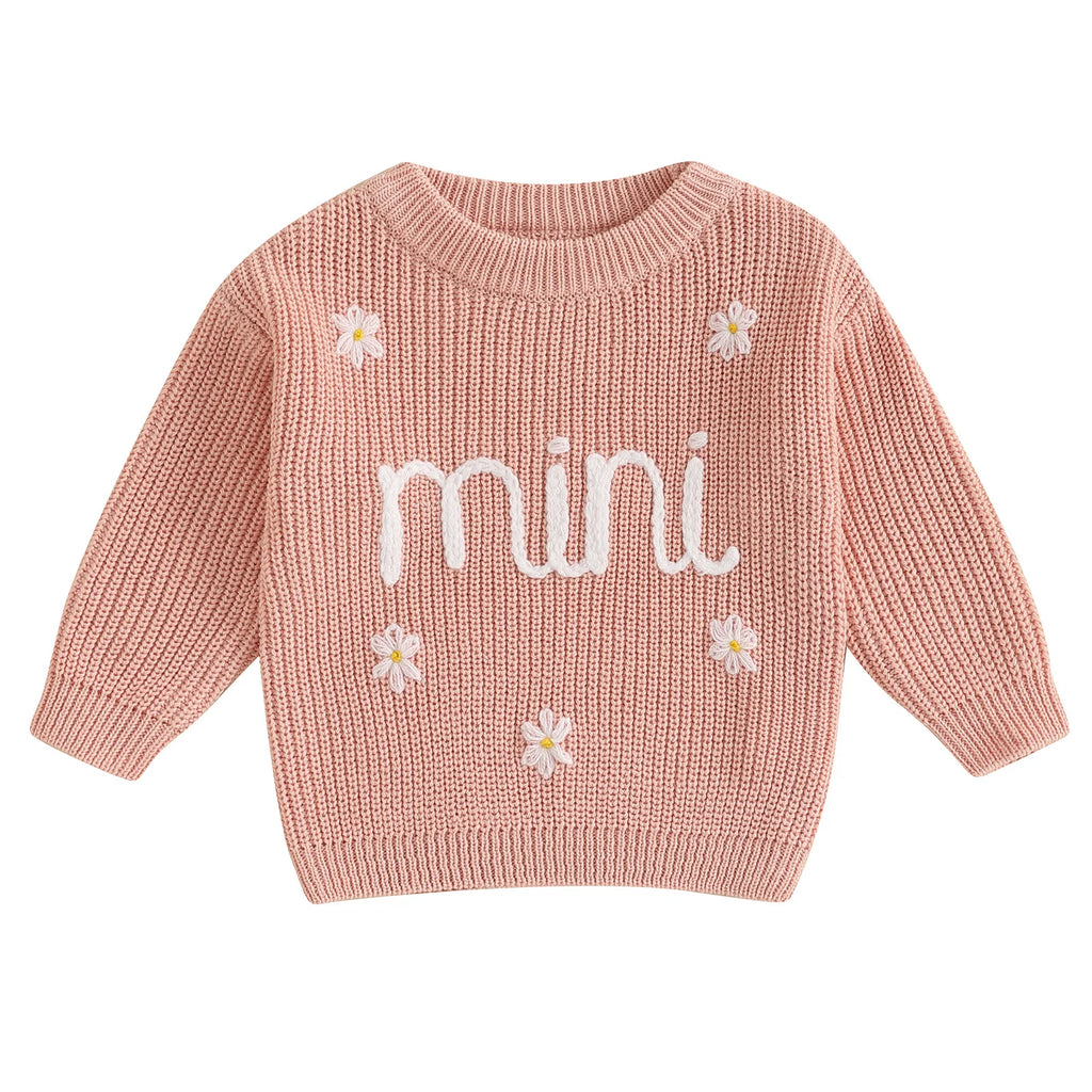 Mini Flower Embroidery Knit Pullover