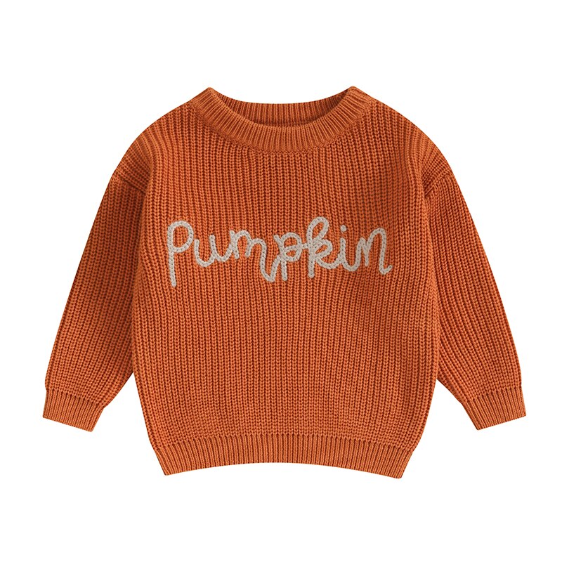 Pumpkin Embroidery Cable Knit Jumper