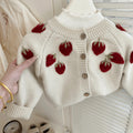 Embroidered 3D Strawberry Cardigan
