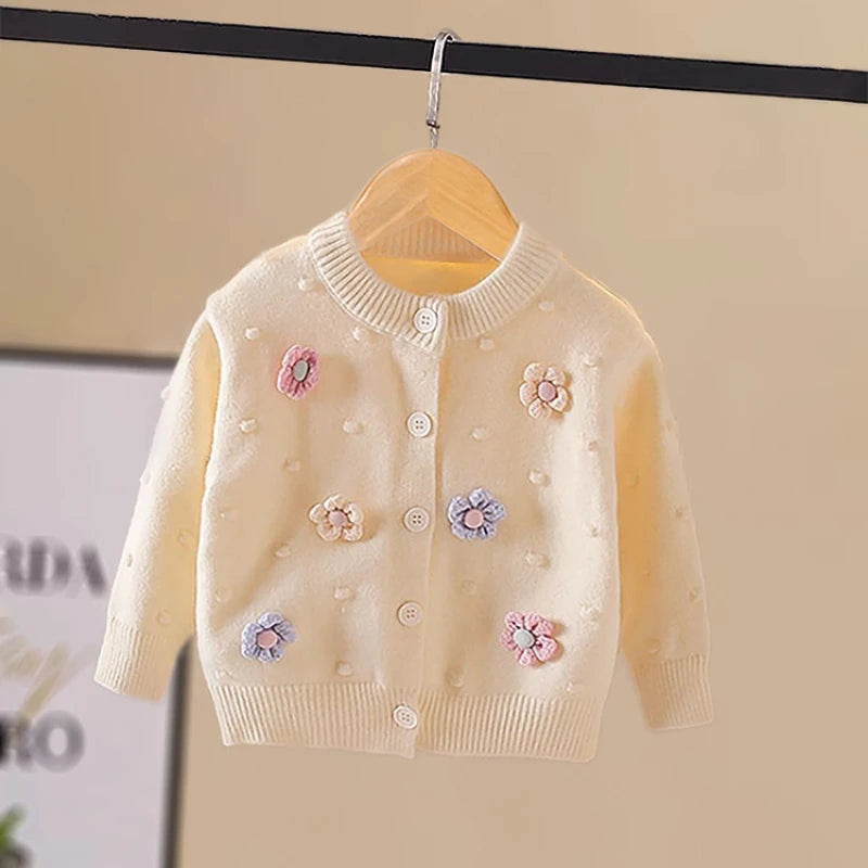 Pastel Crochet Flower Knit Cardigan