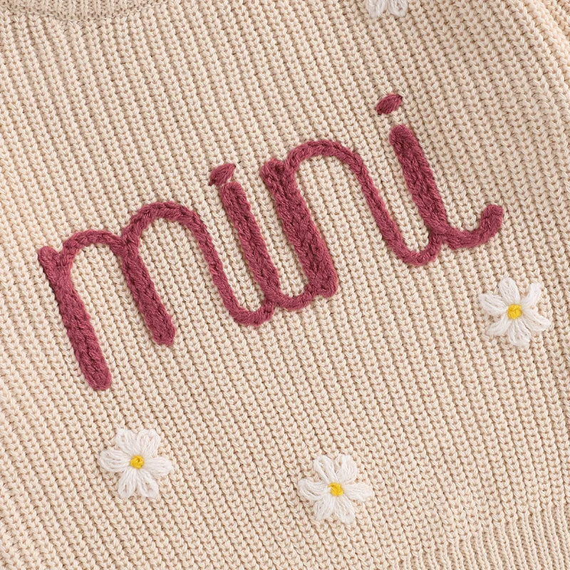 Mini Flower Embroidery Knit Pullover