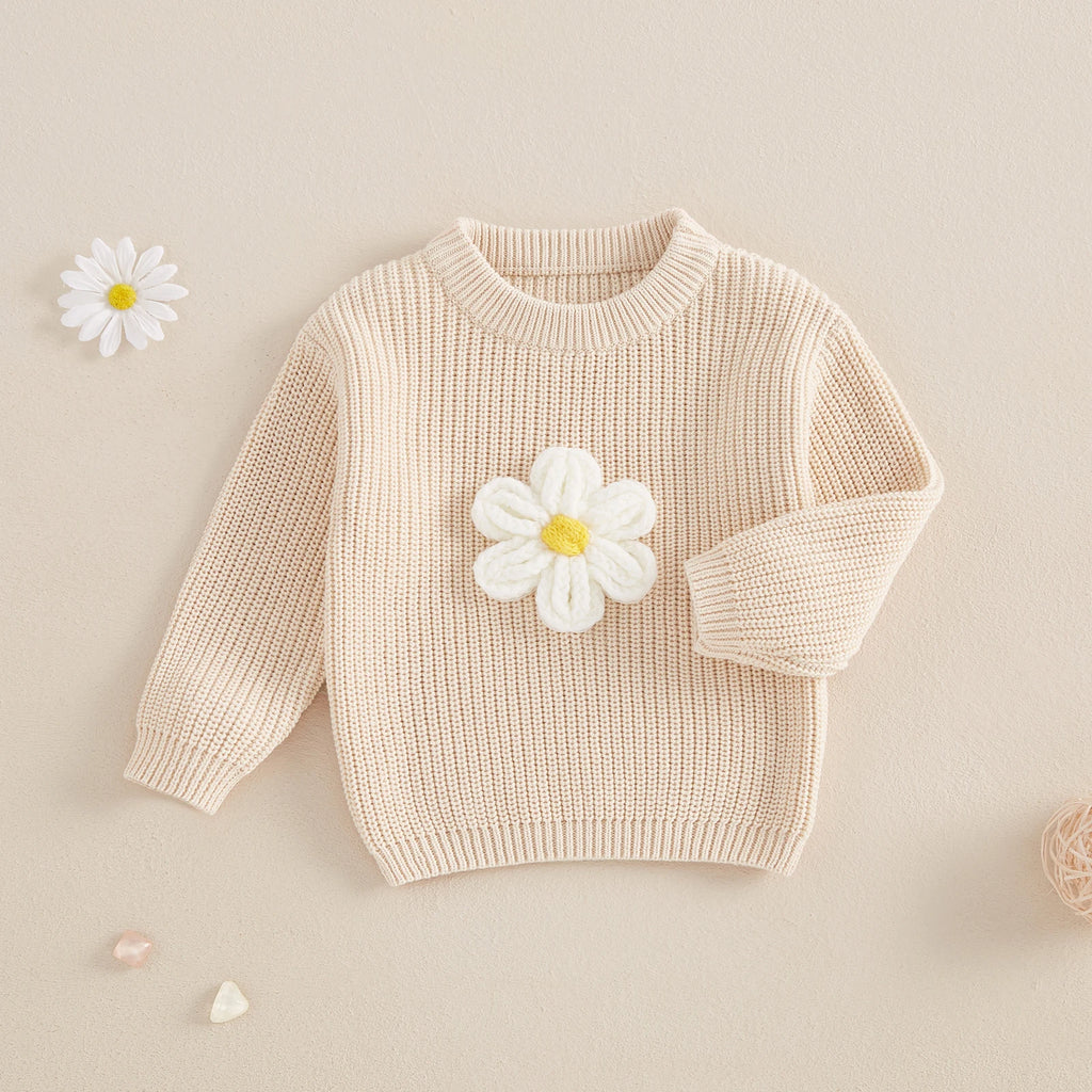 3D Flower Embroidery Pullover