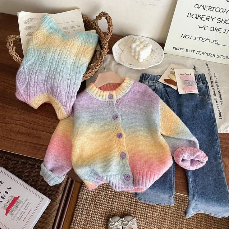 Ombre Rainbow Knit Pullover/Cardigan