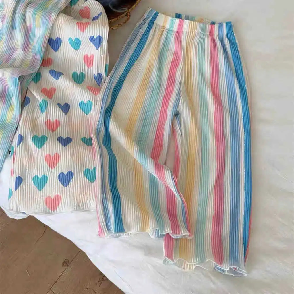 Wide Leg Patterned Trousers