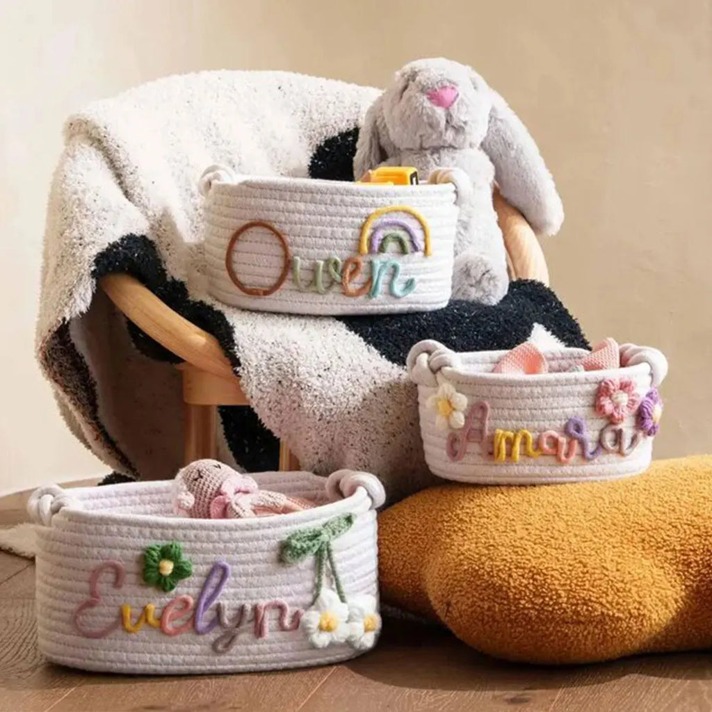 Personalised Name Cotton Rope Storage Basket