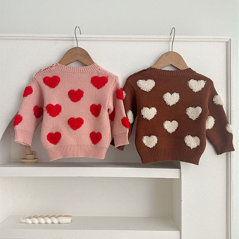 Fuzzy Heart Knit Pullover