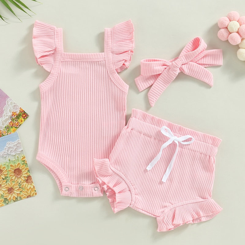 Cotton Candy Ribbed Ruffle Set